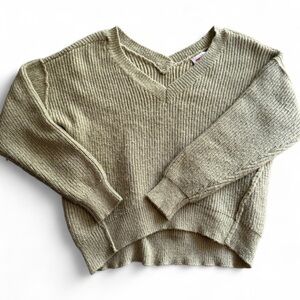 V-Neck Knit Sweater in Light Sage